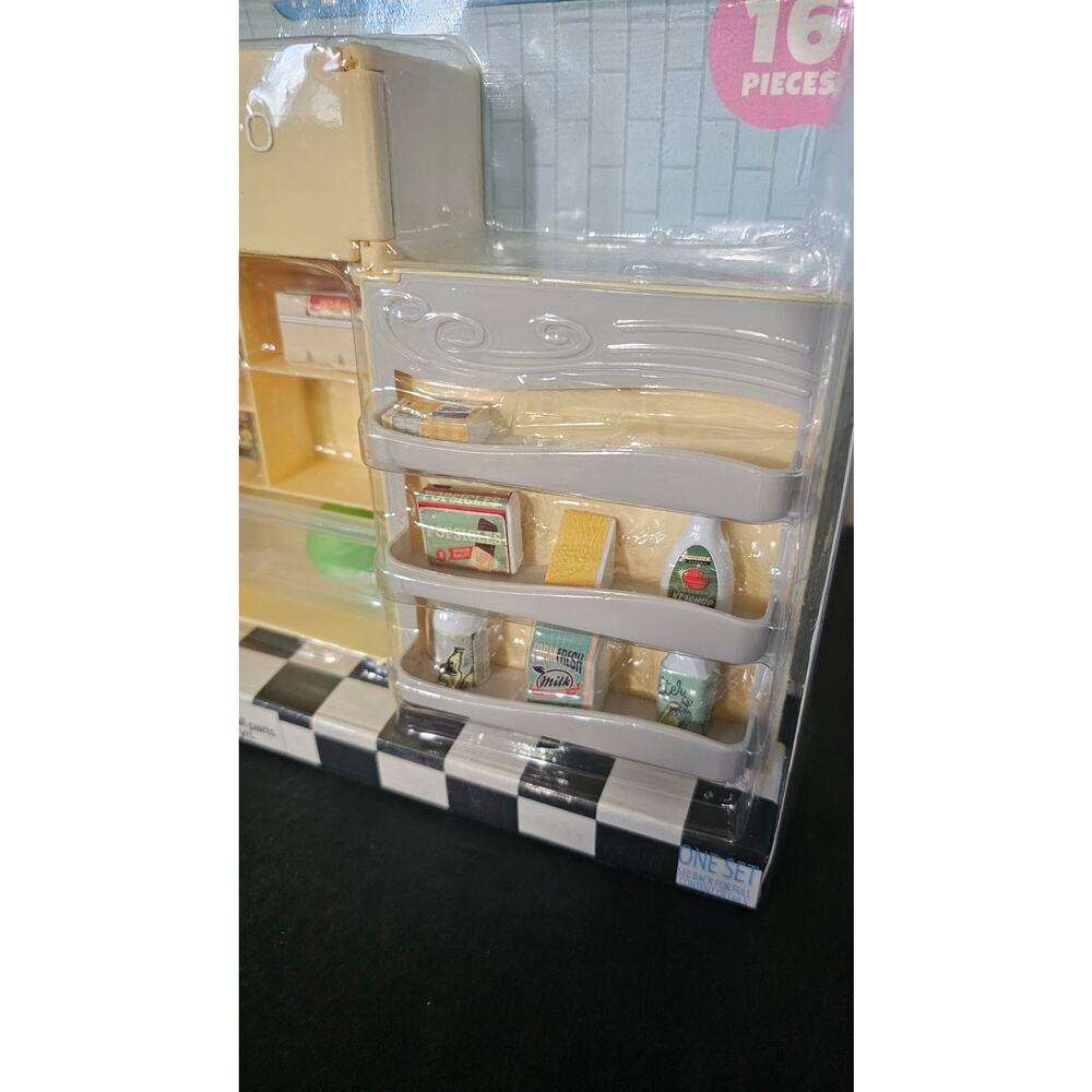 Teeny Tinies Retro Refrigerator Doll Miniature Food Mini Playset 1:6 Scale New - Picture 2 of 7